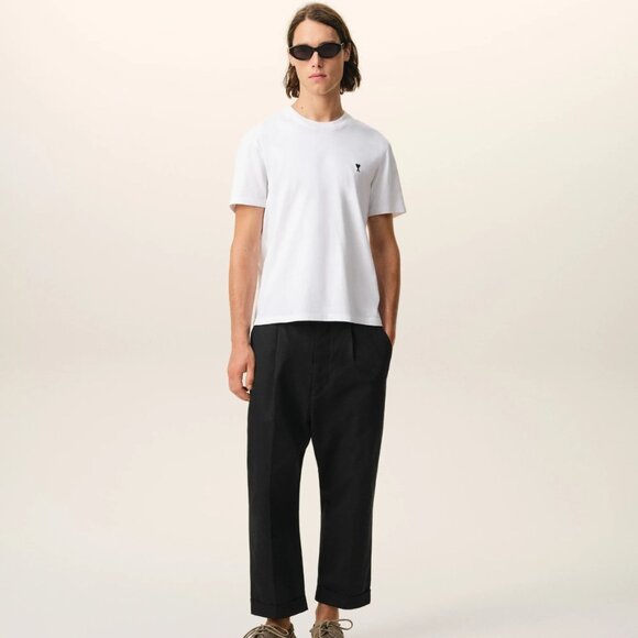 Ami Other - AMI Paris Alexandr Mattiusi Black Cotton Gabardine Carrot Oversized Fit Trousers